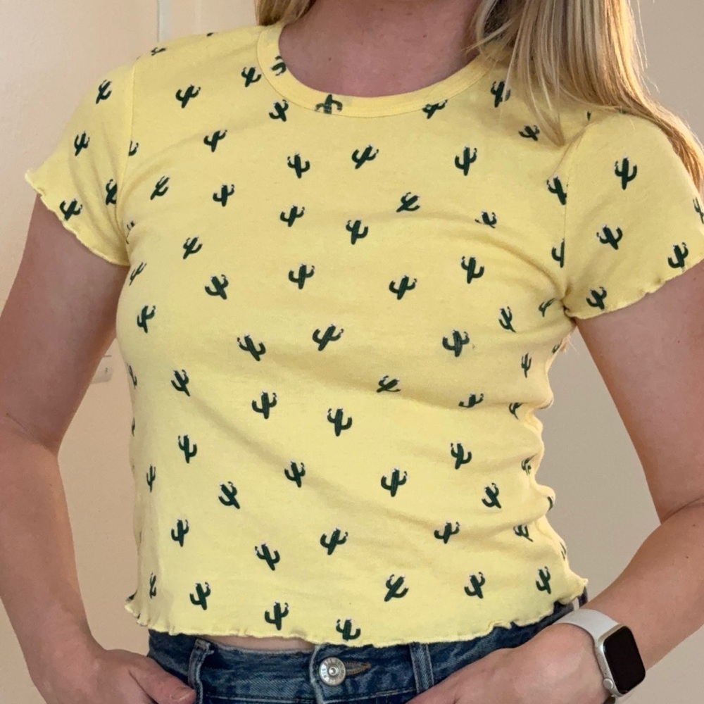 Yellow Cactus Print Women's Top